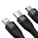 Baseus Flash Series Ⅱ 3v1 rychlý nabíjecí kabel USB-A na USB-C / Micro-USB / Lightning 66 W 480 Mb/s 1,2 m černý