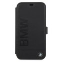 Pouzdro na telefon BMW BMFLBKP12SSLLBK pro Apple iPhone 12 Mini 5,4" Black/Black Book Signature