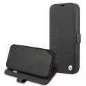 Pouzdro na telefon BMW BMFLBKP13SSLLBK pro Apple iPhone 13 Mini 5,4" Black/Black Book Signature