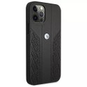 Pouzdro na telefon BMW BMHCP12LRSPPK pro Apple iPhone 12 Pro Max 6,7" černo/černé pevné pouzdro Kožené zakřivené perforované