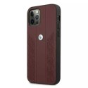 Pouzdro na telefon BMW BMHCP12LRSPPR pro Apple iPhone 12 Pro Max 6,7" červené/červené pevné pouzdro Leather Curve Perforate