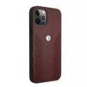 Pouzdro na telefon BMW BMHCP12LRSPPR pro Apple iPhone 12 Pro Max 6,7" červené/červené pevné pouzdro Leather Curve Perforate