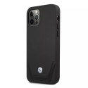 Pouzdro na telefon BMW BMHCP12LRSWPK pro Apple iPhone 12 Pro Max 6,7" černé/černé pevné pouzdro z kůže perforované