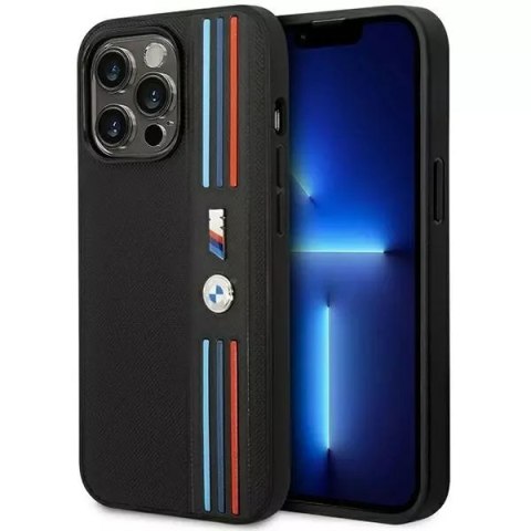 Pouzdro na telefon BMW BMHCP14L22PPMK pro Apple iPhone 14 Pro 6,1" černo/černá Tricolor M Collection