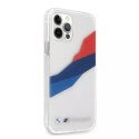 Sada na telefon BMW BMHCP12LSKTGT do Apple iPhone 12 Pro Max 6,7" průhledný pevný obal Motorsport Tricolor