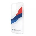 Sada na telefon BMW BMHCP12LSKTGT do Apple iPhone 12 Pro Max 6,7" průhledný pevný obal Motorsport Tricolor