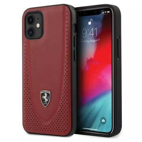 Etui na telefon Ferrari iPhone 12 mini 5,4" černý/červený pevný obal Off Track Perforated