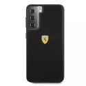 Pevný obal na telefon Ferrari na Samsung Galaxy S21 Plus černý/černý pevný obal On Track Perforated