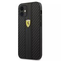 Pouzdro Ferrari iPhone 12 mini 5,4" černo/černé pevné pouzdro On Track PU Carbon