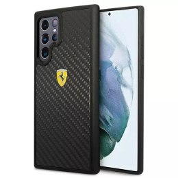 Pouzdro na telefon Ferrari Hardcase pro Samsung Galaxy S22 Ultra černé/černé pouzdro On Track Real Carbon