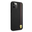 Pouzdro na telefon Ferrari iPhone 12 Pro Max 6,7" černo/černé pevné pouzdro On Track Carbon Stripe