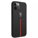 Pouzdro na telefon Ferrari iPhone 12 Pro Max černo/černé pevné pouzdro Off Track Leather Nylon Stripe