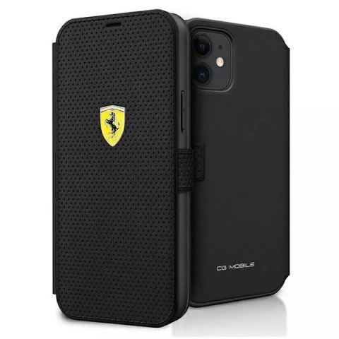 Pouzdro na telefon Ferrari iPhone 12 mini 5,4" černá/černá kniha On Track Perforated