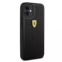 Pouzdro na telefon Ferrari iPhone 12 mini 5,4" černo/černé pevné pouzdro On Track Perforated