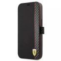 Pouzdro na telefon Ferrari iPhone 13 mini 5,4" černá/černá kniha On Track Carbon Stripe