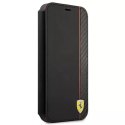 Pouzdro na telefon Ferrari iPhone 13 mini 5,4" černá/černá kniha On Track Carbon Stripe