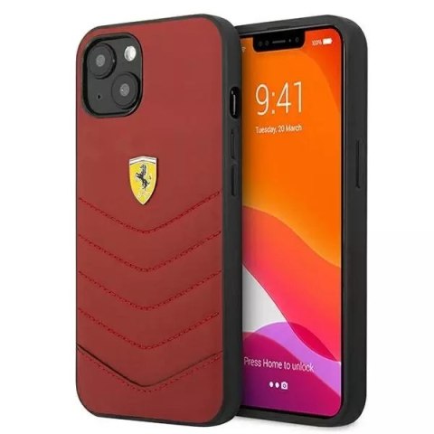 Pouzdro na telefon Ferrari iPhone 13 mini 5,4" červené/červené pevné pouzdro Off Track Quilted