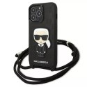Etui Karl Lagerfeld KLHCP13LCMNIPK pro iPhone 13 Pro / 13 6,1" pevný kryt Kožená záplata a kabel s monogramem Iconik