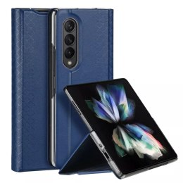 Pouzdro Dux Ducis Bril pro Samsung Galaxy Z Fold 3 flip cover card stojánek na peněženku modrý