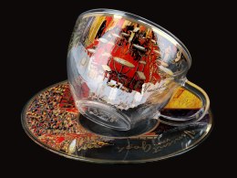 Szklana filiżanka ze spodkiem - V. Van Gogh. Taras kawiarni w nocy (CARMANI)