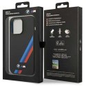 BMW BMHMP14L22SOTK pouzdro na telefon pro Apple iPhone 14 Pro 6,1" černo/černé silikonové Slanted Sttripes MagSafe