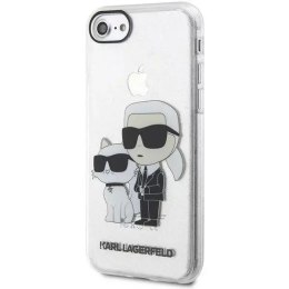 Etui na telefon Karl Lagerfeld do iPhone 7/8/SE 2020/2022 transparent hardcase Gliter Karl&Choupette