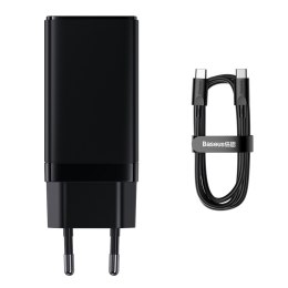 Baseus ładowarka sieciowa GaN3 Pro PD 65W 2x USB-C 1x USB czarna + kabel USB-C - USB-C