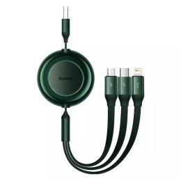 Baseus Bright Mirror 2 3v1 USB kabel, micro USB / Lightning / USB-C, plochý, 3,5 A, 1,1 m (zelený)