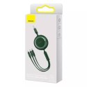 Baseus Bright Mirror 2 3v1 USB kabel, micro USB / Lightning / USB-C, plochý, 3,5 A, 1,1 m (zelený)