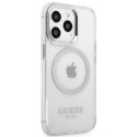 Etui na telefon Guess do iPhone 13 Pro Max 6,7" srebrny/silver hard case Metal Outline Magsafe