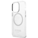 Etui na telefon Guess do iPhone 13 Pro Max 6,7" srebrny/silver hard case Metal Outline Magsafe