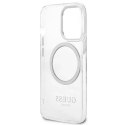 Etui na telefon Guess do iPhone 13 Pro Max 6,7" srebrny/silver hard case Metal Outline Magsafe