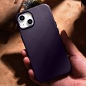 Etui na telefon iCarer Case Leather z naturalnej skóry do iPhone 14 Plus ciemnofioletowy (kompatybilne z MagSafe)