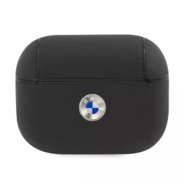 Etui ochronne na słuchawki BMW do AirPods Pro cover czarny/black Geniune Leather Silver Logo
