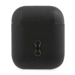 Etui ochronne na słuchawki BMW do AirPods cover czarny/black Geniune Leather Silver Logo