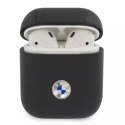 Etui ochronne na słuchawki BMW do AirPods cover granatowy/navy Geniune Leather Silver Logo