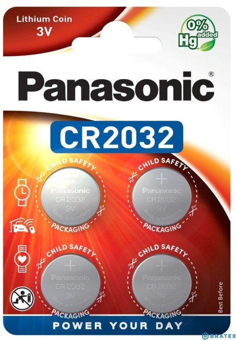 PANASONIC BATTERY LITHIUM CR2032 BLISTER 4"