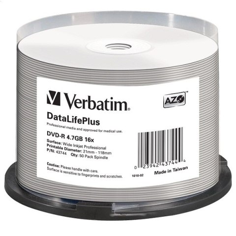 VERBATIM DVD-R 4,7GB 16X PRINTABLE CAKE*50 43744 PRO