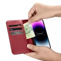 Etui na telefon iCarer Wallet Case 2in1 do iPhone 14 Pro Max skórzany pokrowiec z klapką Anti-RFID czerwony