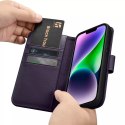 Etui na telefon iCarer Wallet Case 2in1 do iPhone 14 Plus skórzany pokrowiec z klapką Anti-RFID ciemnofioletowy