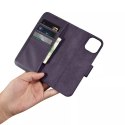 Etui na telefon iCarer Wallet Case 2in1 do iPhone 14 Plus skórzany pokrowiec z klapką Anti-RFID ciemnofioletowy