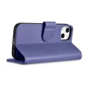 ICarer Wallet Case 2in1 etui iPhone 14 Plus skórzany pokrowiec z klapką Anti-RFID jasnofioletowy (WMI14220727-LP)