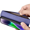 ICarer Wallet Case 2in1 etui iPhone 14 Plus skórzany pokrowiec z klapką Anti-RFID jasnofioletowy (WMI14220727-LP)