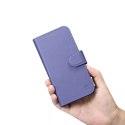 ICarer Wallet Case 2in1 etui iPhone 14 Plus skórzany pokrowiec z klapką Anti-RFID jasnofioletowy (WMI14220727-LP)