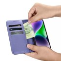 ICarer Wallet Case 2in1 etui iPhone 14 Plus skórzany pokrowiec z klapką Anti-RFID jasnofioletowy (WMI14220727-LP)