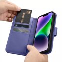 ICarer Wallet Case 2in1 etui iPhone 14 Plus skórzany pokrowiec z klapką Anti-RFID jasnofioletowy (WMI14220727-LP)