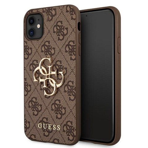 Guess nakładka do iPhone 12 Pro Max 6,7" GUHCP12L4GMGBR brązowe hard case 4G Big Metal Logo