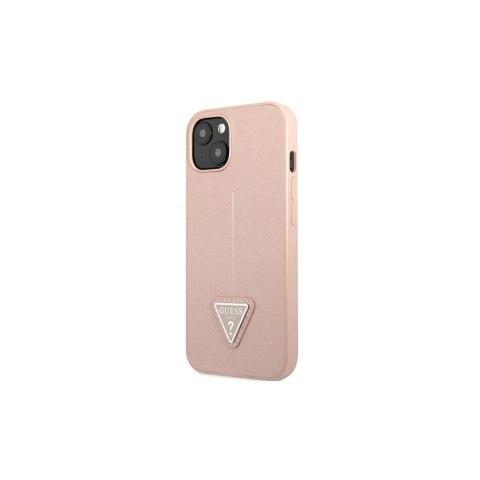 Guess nakładka do iPhone 13 6,1" GUHCP13MPSATLP różowa hard case Saffiano Triangle Logo