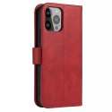 Etui na telefon Magnet Case do iPhone 14 Pro elegancki futerał etui pokrowiec z klapką i funkcją podstawki czerwony