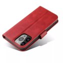 Etui na telefon Magnet Case do iPhone 14 Pro elegancki futerał etui pokrowiec z klapką i funkcją podstawki czerwony